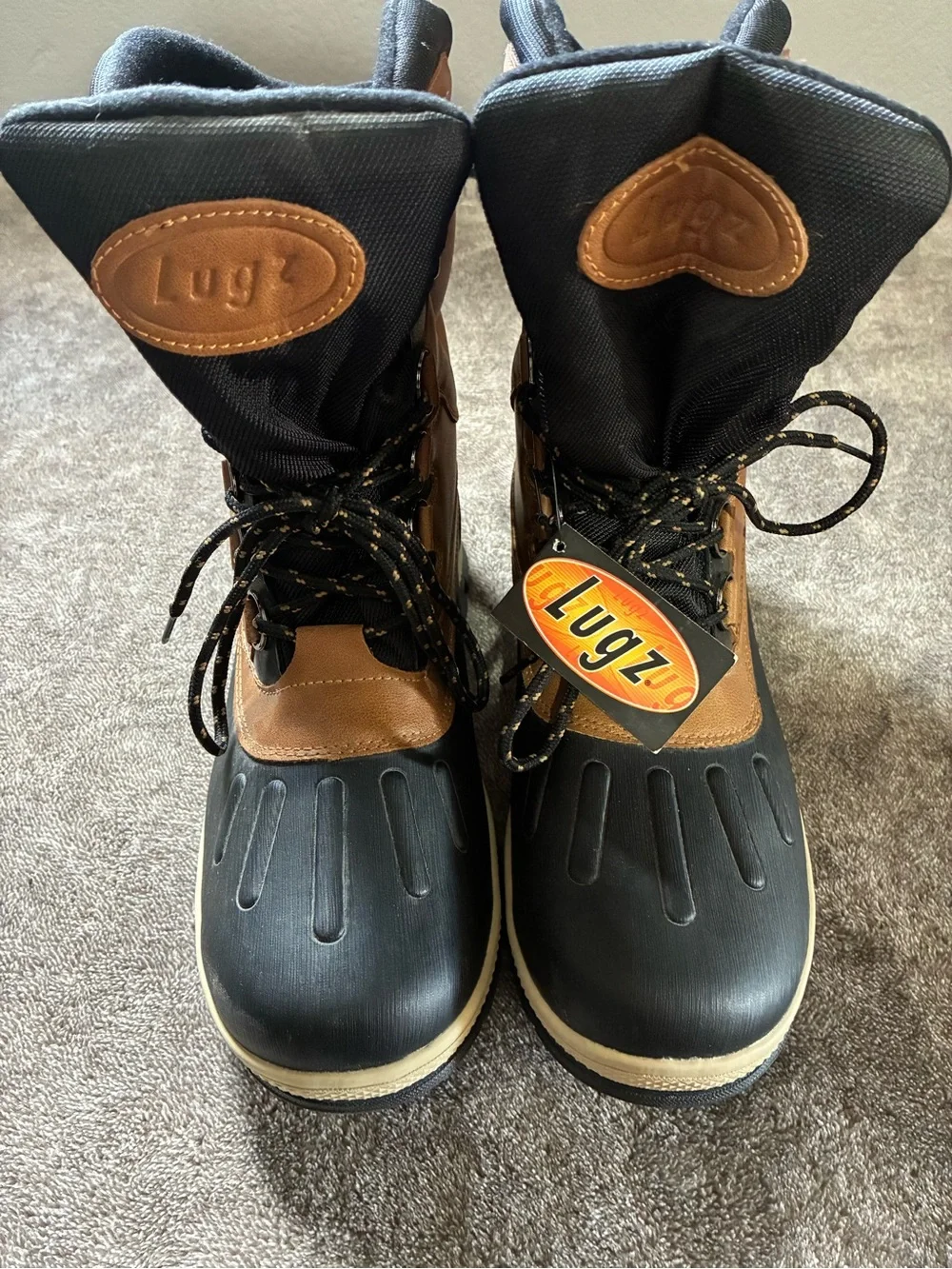 Lugz Two-Tone Anorak Waterproof Lace-Up Boots Brown/Black 8” Snow Outdoor Size 8